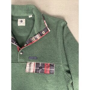 Southern Proper Men 1/4 Snap Fleece All Prep Pullover Green Plaid S